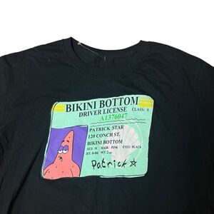 Nickelodeon T-Shirt Mens Black Patrick Star Driver License Bikini Bottom Size L